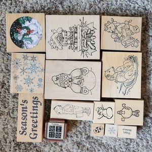 Winter Holiday Themed Stamps - 14 pieces